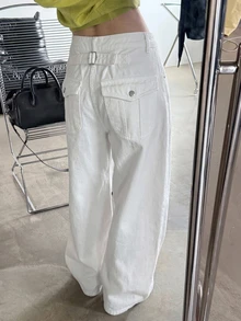 DAZY 女款夏季休閒百搭日常穿著牛仔褲 - 白色 - 查看 3