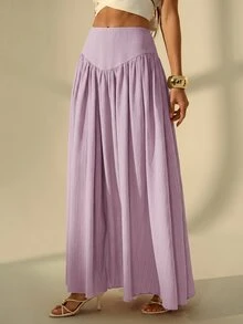 SHEIN Tall Women's Solid Color Casual Versatile Daily Wear Skirt - Mauve Purple - View 5