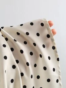 Sweetra Rok Wanita Ukuran Besar Motif Polkadot Kasual Serbaguna untuk Pemakaian Sehari-hari - Aprikot - View 5