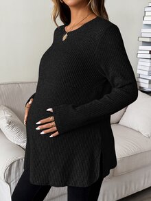 SHEIN Maternity Nursing Long Sleeve Top, Casual Minimalist Fall - Black - View 6