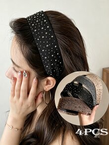 DAZY Shiny Vintage High Crown Headband For Women 2026 New Style Rhinestone Wide Band Face-Slimming Hair Accessory - Multicolor - View 1