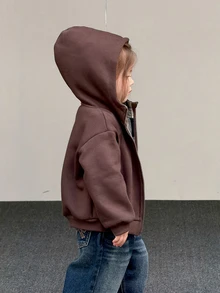 Dazy Kids Infant (Girl) Hooded Autumn/Winter Korean Style Sweatshirt - Coffee Brown - View 2