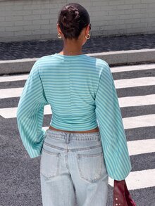 Muchica Women's Striped Casual Daily Long Sleeve T-Shirt - Multicolor - View 2