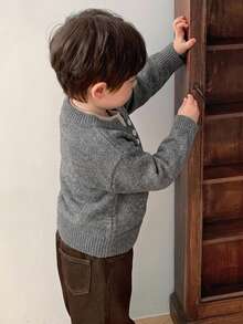Hapijoa Baby Boy Autumn/Winter Colorblock 2 In 1 Long Sleeve Sweater - Dark Grey - View 2