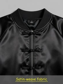 GlowEve Women's Solid Color Raglan Long Sleeve Frog Button Front Casual Baseball Jacket - Black - View 5