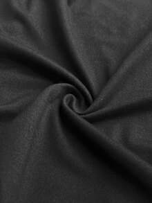 Maweii Plus Size Black Fitted Asymmetrical Hem Waist-Cinched Long Sleeve T-Shirt - Black - View 7