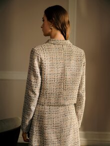 MOTF PREMIUM FASHIONABLE ELEGANT LUXURY DESIGN SHORT BOXY LONG SLEEVE WOMEN'S BLAZER - Gold - View 6