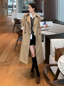 DAZY Women's Solid Color Casual Versatile Daily Travel Trench Coat Jacket Fall - Khaki - View 1