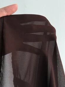 Viva Relle Plus Size Women's Solid Color Ruffle Hem Casual Versatile Skirt - Brown - View 7