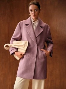 MOTF PREMIUM WOMEN'S SOLID COLOR CASUAL VERSATILE DAILY WEAR WOOL BLEND JACKET - Dusty Pink - View 6