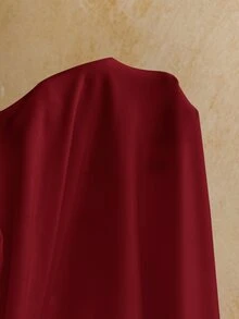 Soleia 女款時尚性感純色扭結荷葉邊中長洋裝 - 酒紅色 - 查看 7
