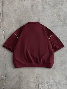 AXEPEAK 男士大尺碼夏季休閒字母印花T恤 - 紅色 - 查看 5