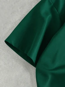 TOKVUE 男士年輕時尚百搭短袖襯衫 梭織拉鍊門襟 方正版型 美式復古街頭休閒校園風 數位印花 寬鬆大尺寸街頭穿搭 - 墨綠色 - 查看 4