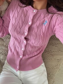 Livesso Women's Single-Breasted Casual Daily Long Sleeve Cardigan Fall Winter - Pink - View 6