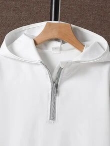 SHEIN 男童 2件組三色拼接半拉鍊連帽防風夾克外套與工裝長褲套裝，大童運動休閒套裝，秋季穿搭，秋季服飾 - 黑與白 - 查看 3