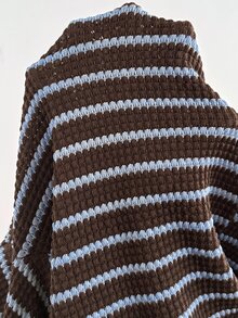 SHEIN 孕婦條紋側開衩上衣與長褲兩件套 - 巧克力棕 - 查看 9