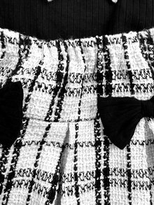 SHEIN Baby Girl Bow Decor T-Shirt And Tweed Skirt Set - Black - View 6