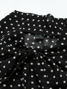Sunspun Plus Size Autumn/Winter Vintage Polka Dot Blouse & Plaid Pinafore Dress Set, School Style With Bowknot And Straps, 2 Pieces Fall - Multicolor - View 6