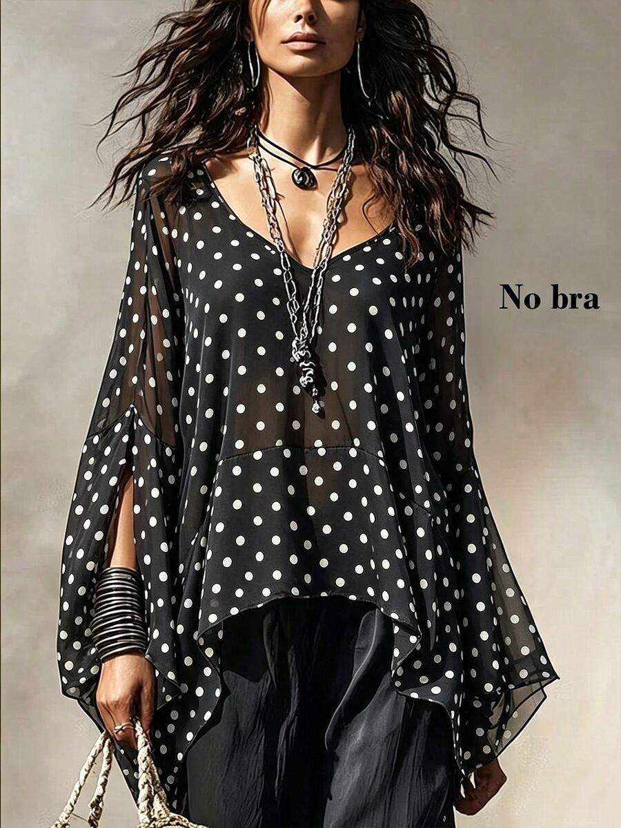 SHEIN New Women's Color Block Patchwork Versatile Slimming Blouse Shirt - Black and White - View 1