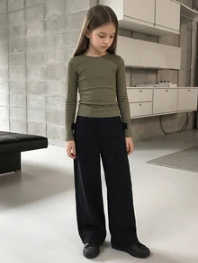 Dazy Kids Tween Girl) Loose Design Casual Autumn/Winter Black Basic Straight Leg Jeans - Black - View 4