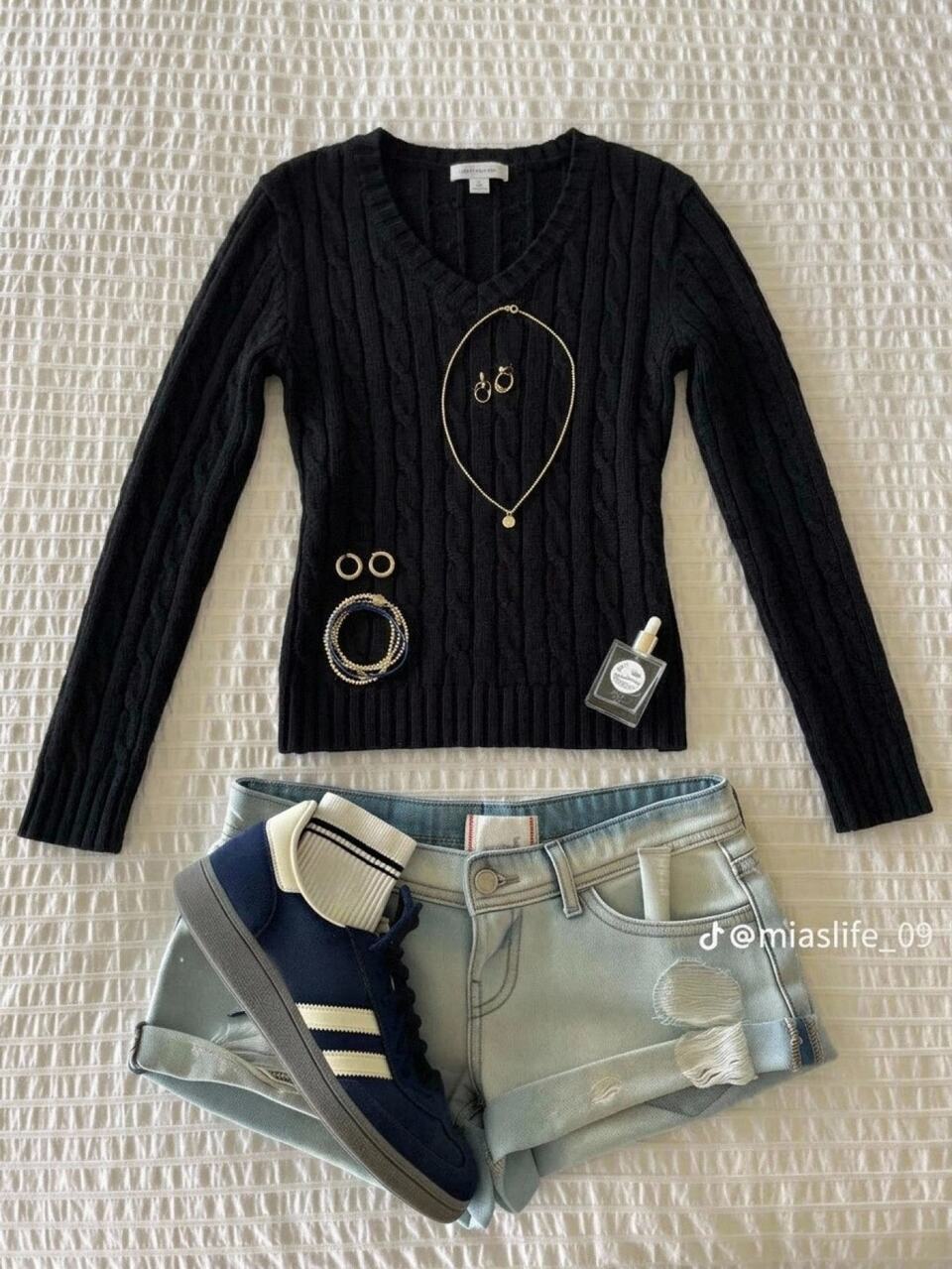 Black V-Neck Cable Knit Fitted Long Sleeve Preppy Style Sweater For Women, Versatile Autumn/Winter Outfit