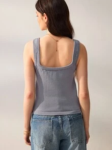 Willow Rêve Women's Fashion Elegant Embroidered Patchwork Knit Vest - Grey - View 2