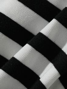 Dazy Kids Baby Girl Long Sleeve Top And Striped Long Pants Casual Daily Home Sleepwear Set Fall - Black and White - View 3