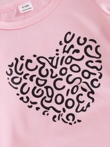 SHEIN 6件組 多彩女嬰甜美愛心字母印花圓領長袖緊身褲套裝 秋季 - 彩色 - 查看 6