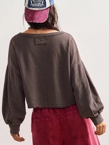 Bohemela 女款街頭風花卉印花時尚長袖運動衫 - 棕色 - 查看 4