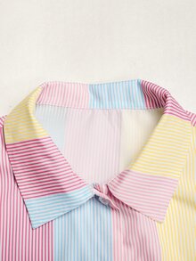 SHEIN Tween女孩彩色條紋Logo印花學院風寬鬆長袖上衣與寬腿褲2件套返校休閒套裝 - 粉色 - 查看 7