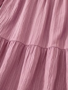 SHEIN 青少年女孩編織粉色圓領寬鬆休閒洋裝 - 粉色 - 查看 5