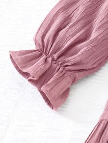 SHEIN 青少年女孩編織粉色圓領寬鬆休閒洋裝 - 粉色 - 查看 6