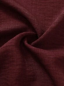 Rusticease Plus Size Button Casual Drawstring Shirt And Elastic Waist Long Pants 2 Pieces Set Fall - Burgundy - View 6