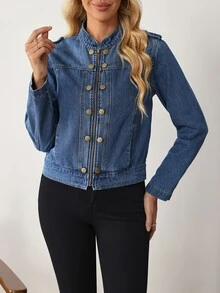 Balvessa Women's Casual Denim Jacket, Autumn - Blue - View 6