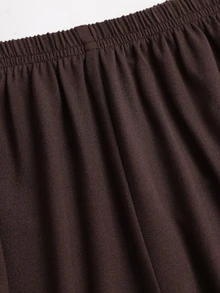 Sweetra Autumn/Winter New 2 Pieces Set Long Sleeve Top And Wide Leg Pants Casual Daily, Suitable For Work - Coffee Brown - View 7