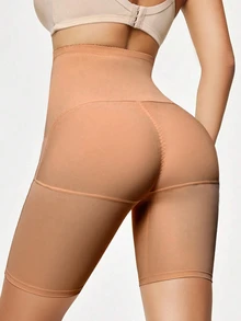 SHEIN 女款純色休閒日常塑形短褲 - 香檳色 - 查看 2