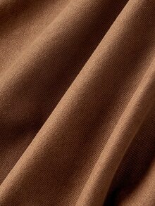 SHEIN MOD Women's 2 In 1 Ruched Waist Eyelet Tie Design Elegant Mid-Length Dress - Camel - View 4