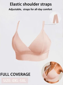 SHEIN 1件大尺碼女款純色舒適內衣 - 粉色 - 查看 5