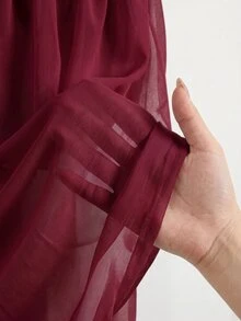 Firerie Plus Size Elegant Party Solid Color Cowl Neck Dress - Red - View 9