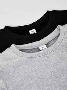 SHEIN 女童休閒舒適修身長袖T恤與舒適鬆緊腰寬腿寬鬆長褲2件套 - 彩色 - 查看 5