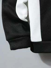 SHEIN Casuvi Kids 青少年男孩春秋冬季休閒拼接撞色字母印花圓領百搭街頭風時尚運動衫與束口運動長褲2件套 - 彩色 - 查看 3