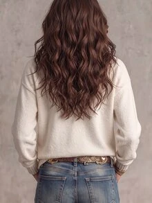 SHEIN LUNE 女款柔軟慵懶風長袖舒適運動衫 - 彩色 - 查看 2