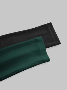 SHEIN EZwear 女款 2 件組純色黑色與深綠色圓領休閒修身長袖 T 恤套裝，適合秋冬穿著 - 彩色 - 查看 8
