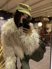 Livesso White Long Curly Faux Fur Loose Short Open Front Long Sleeve Fashion Jacket - White - View 8