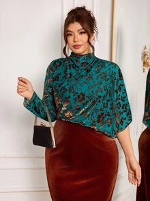 Modelyn Women's Slim Fit Elegant Flocked Flocked Dress, Sophisticated Party Style, High-End Autumn/Winter Plus Size - Multicolor - View 6