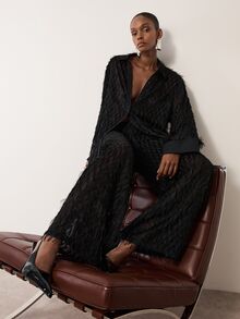 MERLEAU Women's Modern Black Tassel Blouse - Black - View 3