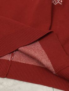 Manfinity CasualCool Men's Red Christmas Jacquard Turtleneck Sweater With Reindeer And Christmas Tree Pattern, Holiday Long Sleeve Knit Pullover, Old Money - Red - View 3