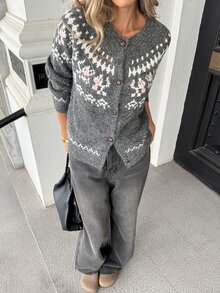 Pariaura Women's Colorblock Casual Versatile Daily Wear Cardigan - Multicolor - View 3
