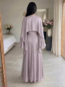 Yasmyna Women's Long Slim Fit Comfortable Design Fashion Elegant Dress - Dusty Pink - View 2