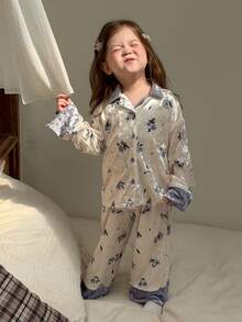 Dazy Kids Infant (Girl) Collared Long Sleeve Top & Long Pants 2 Pieces Set Loungewear - White - View 7